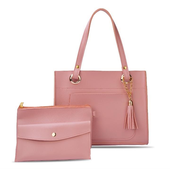 Women’s Stylish Top Handle Bag with Makeup Pouch & Pouch