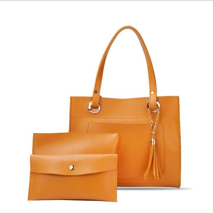 Women’s Stylish Top Handle Bag with Makeup Pouch & Pouch