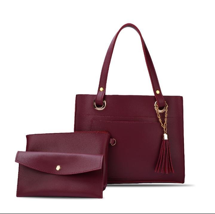 Women’s Stylish Top Handle Bag with Makeup Pouch & Pouch