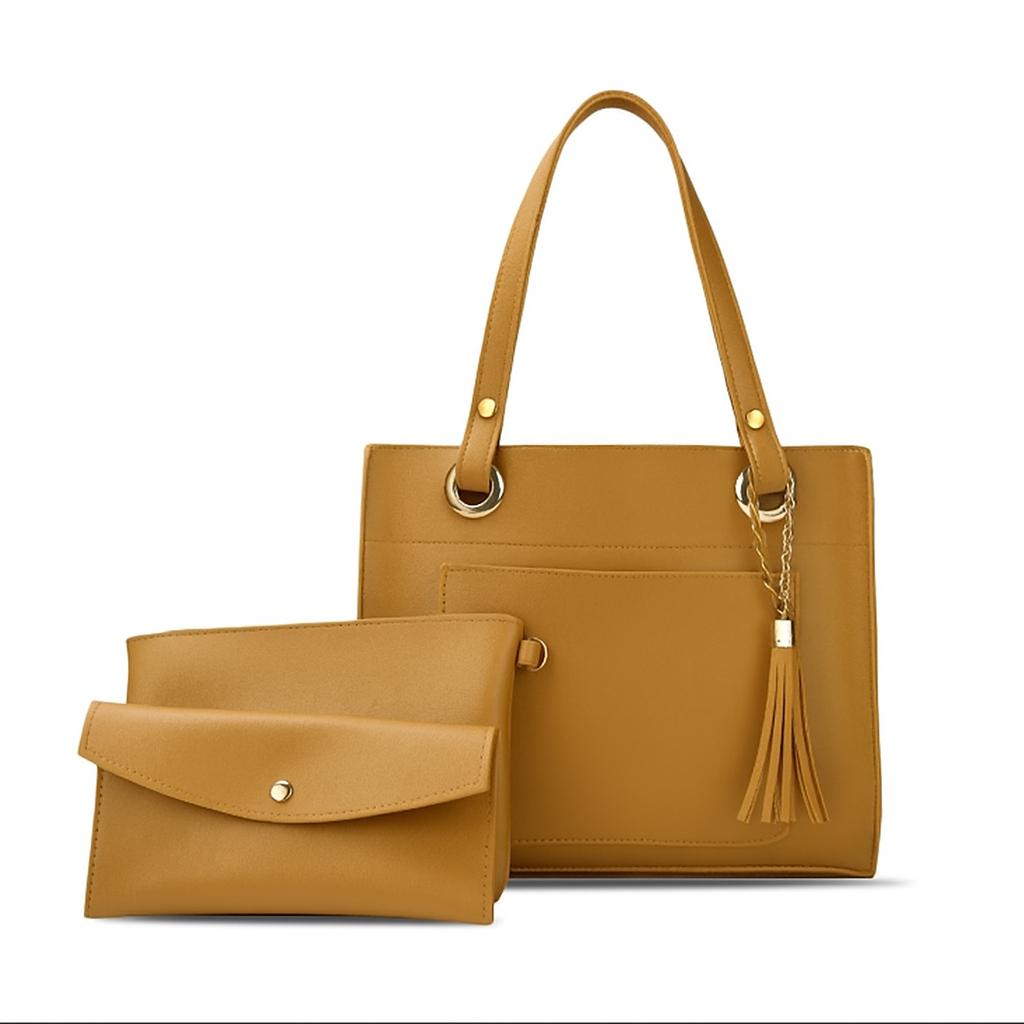 Women’s Stylish Top Handle Bag with Makeup Pouch & Pouch
