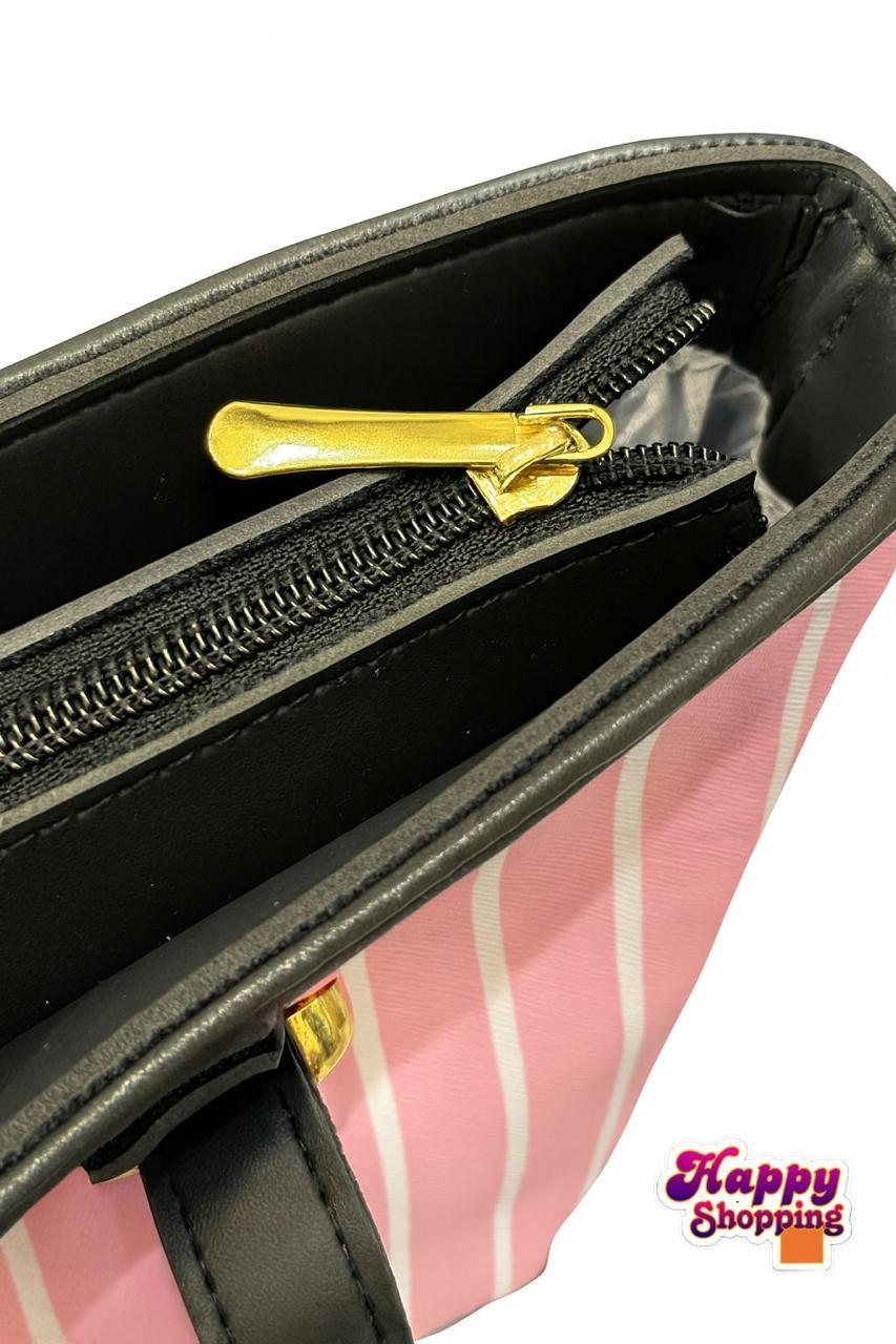 Pink Printed Rexine Tote Bag Set – Stylish Girls Top Handle Handbags
