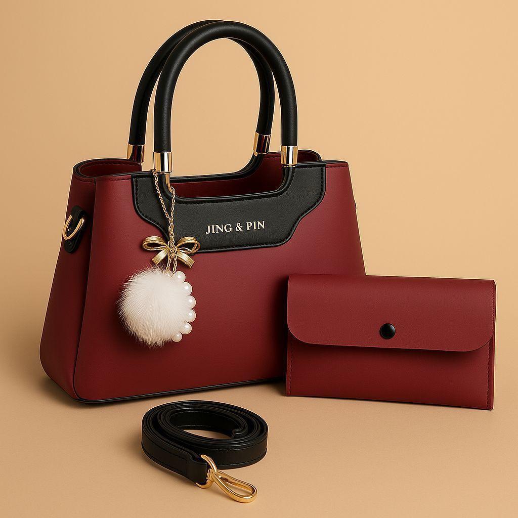PU Leather Top Handle Handbag – Elegant Black Women’s Shoulder Bag