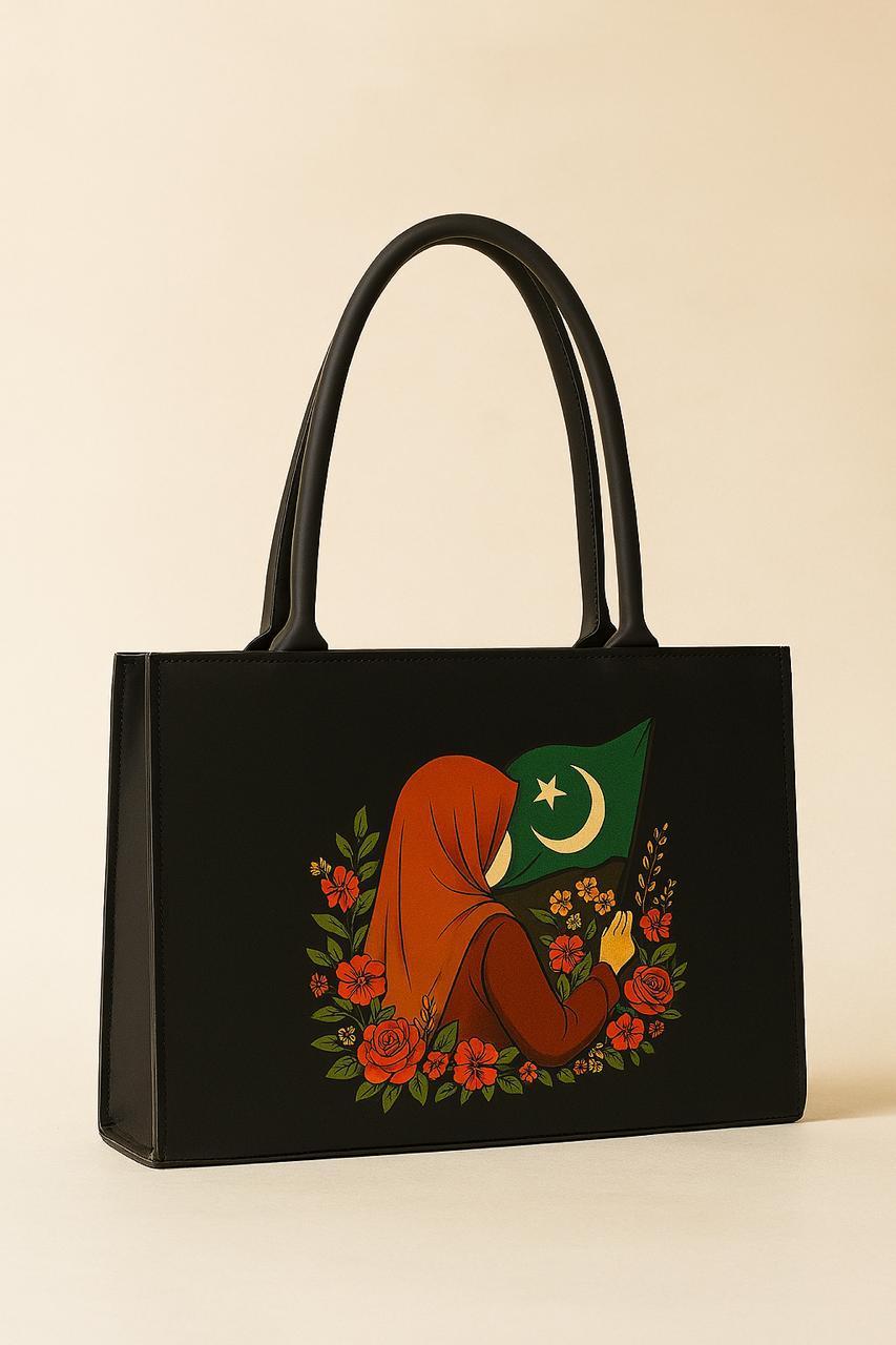 Printed Canvas Tote Bag – Girls’ Stylish Top Handle Handbag