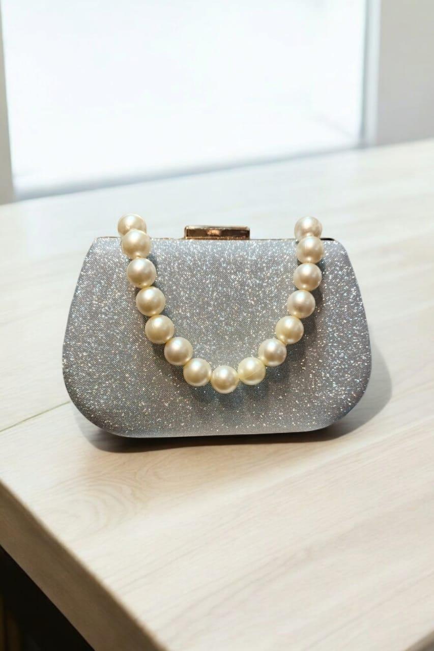 Bridal Textured Rexine Clutch for Women – Silver & Golden Wedding Evening Bag