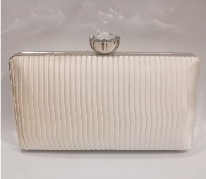 Girls' White Textured Rexine Fancy Clutch – Compact 7x4 Inches, Stylish Party & Casual Use