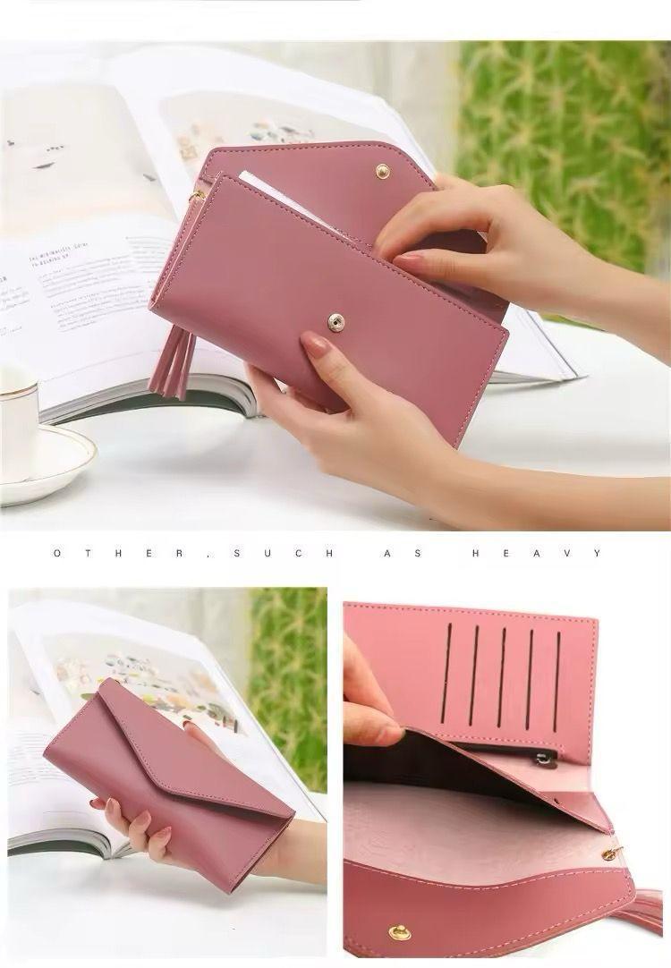 Girls' Leather Purse – Plain Design, Multiple Colors (Blue, Black, Maroon, Pink) – Stylish Everyday Use