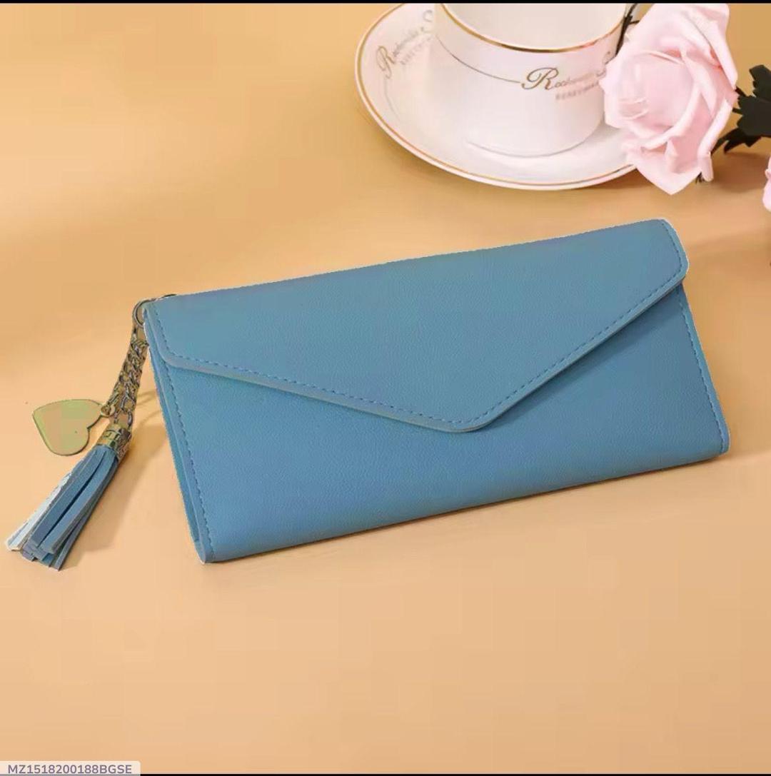 Girls' Leather Purse – Plain Design, Multiple Colors (Blue, Black, Maroon, Pink) – Stylish Everyday Use