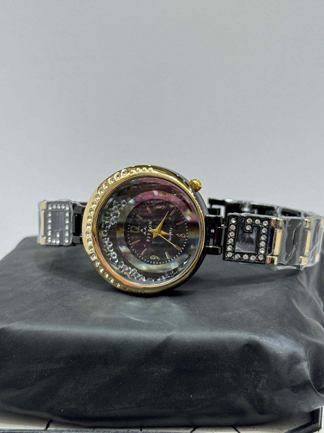 Men’s Stainless Steel Analogue Watch – Round Case, Black & Golden, 6 Inches