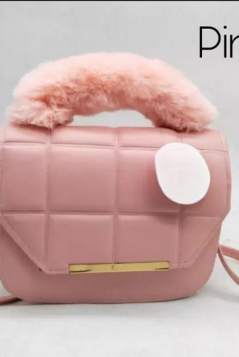 Pink Rexine Shoulder Bag – Girls’ Elegant Plain Top Handle Handbag