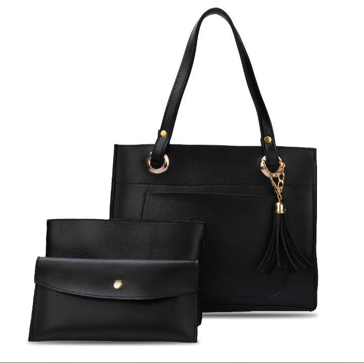 Women’s Stylish Top Handle Bag with Makeup Pouch & Pouch