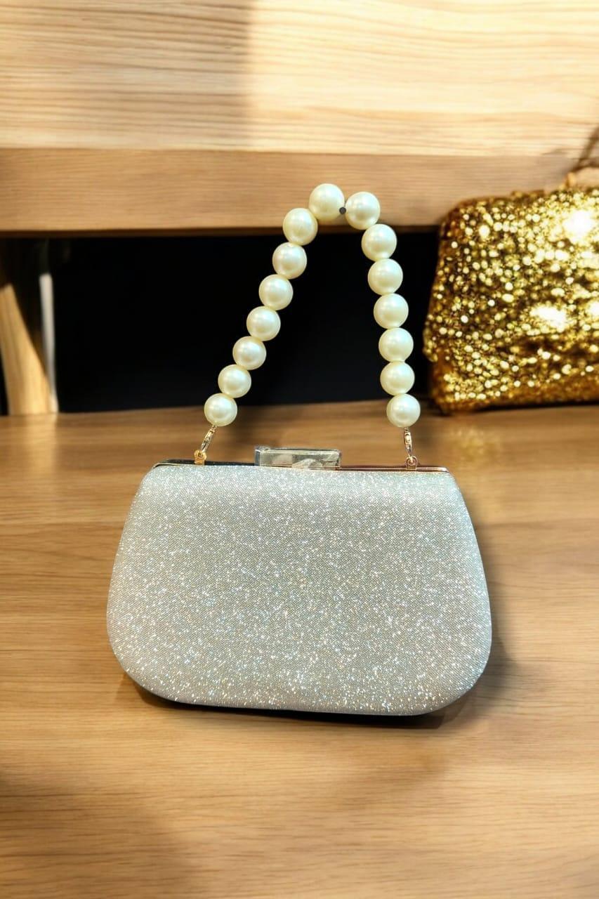 Bridal Textured Rexine Clutch for Women – Silver & Golden Wedding Evening Bag