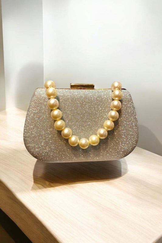 Bridal Textured Rexine Clutch for Women – Silver & Golden Wedding Evening Bag