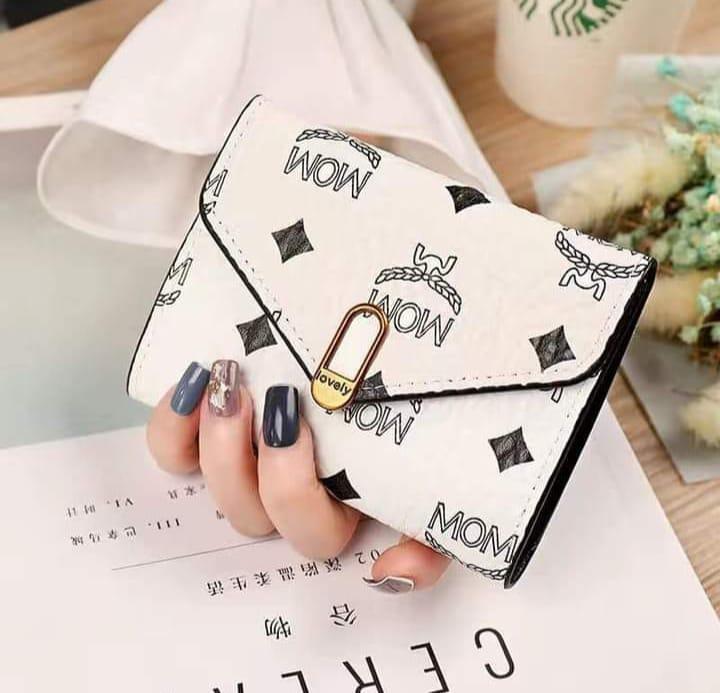 Women’s Printed Leather Wallet Set – 3 Pcs Casual Wallets in Brown, Grey, Black & White