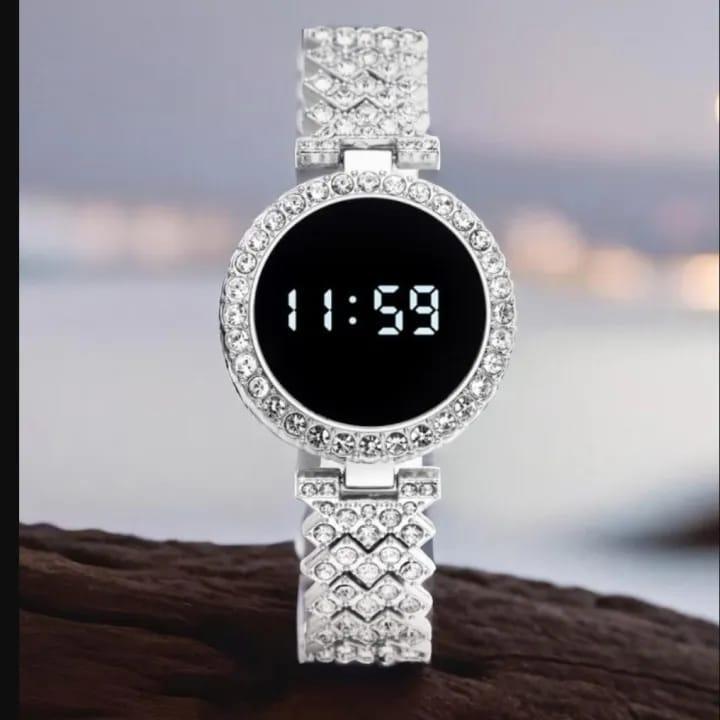 Women’s Stainless Steel Digital Watch – Quartz Movement, Water Resistant, 24-Hour Display (Black, Golden, Rose Gold, Silver)