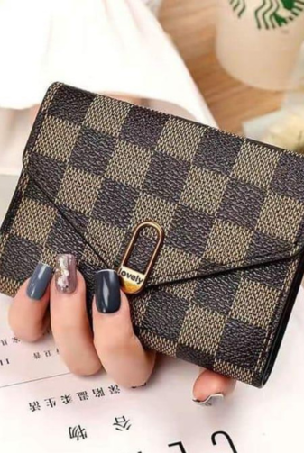 Women’s Printed Leather Wallet Set – 3 Pcs Casual Wallets in Brown, Grey, Black & White