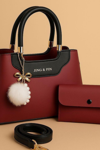 PU Leather Top Handle Handbag – Elegant Black Women’s Shoulder Bag